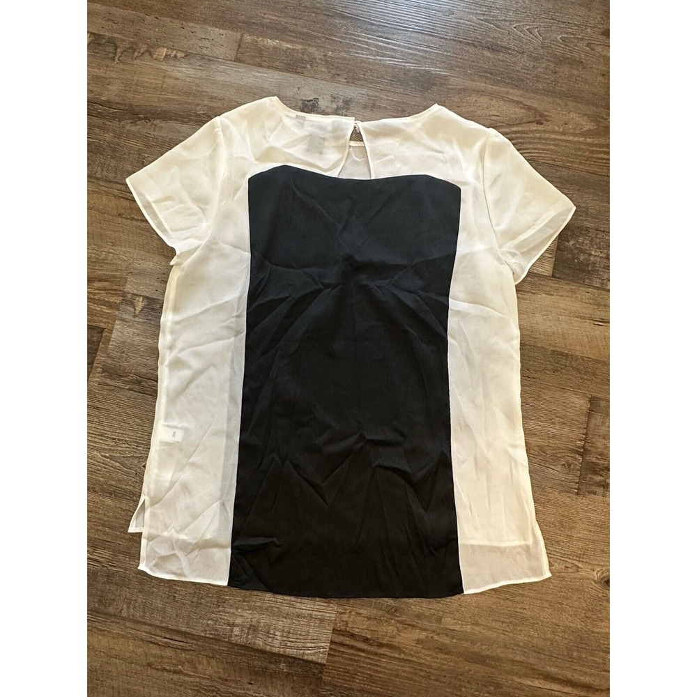 White House Black Market Colorblock Contrast Short Sleeve Blouse Top Size 4 - Picture 2 of 4